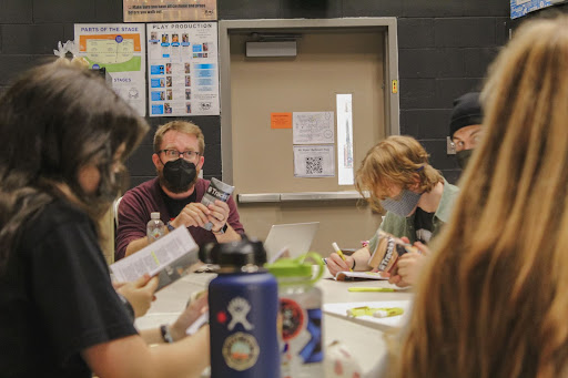 Dallas Myers reading the script of Tracks during the table read.