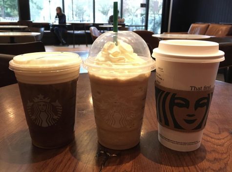 The Pistachio Cream Cold Brew, Pistachio Frappuccino, and Pistachio Latte sit pretty in Starbucks on a warm spring afternoon.