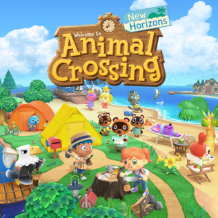 This is the cover art for Animal Crossing: New Horizons. The cover art copyright is believed to belong to the distributor of the game or the publisher, Nintendo, or the developers, Nintendo EPD.