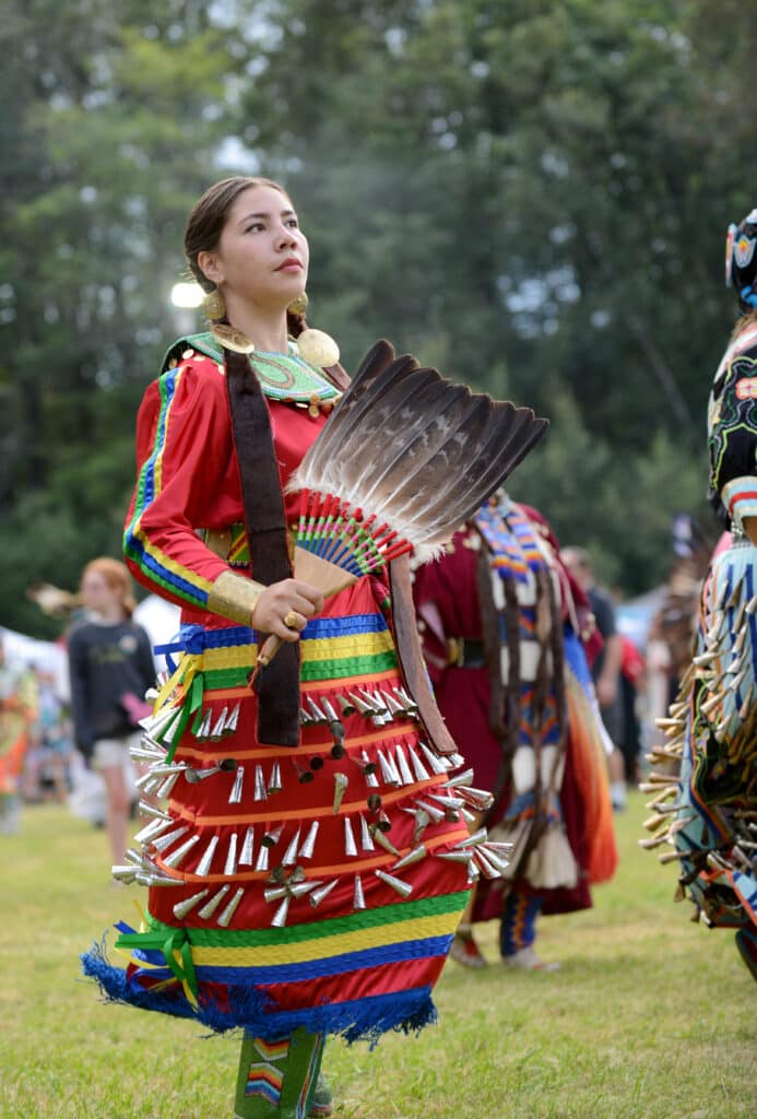 Animikiikwe+Durant+dancing+in+traditional+jingle+dress%2C+performing+in+2022+Seattle+powwow