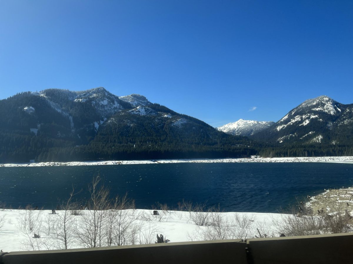 View of Keechelus Lake from the bus to Yakima. 