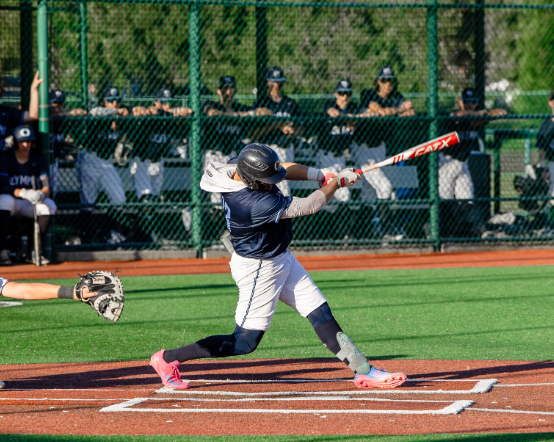 Trace Pruitt at the plate in a preseason game against Tumwater High School. Photo courtesy of Jaclynn Parker.

