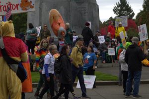 The Olympia community brings patriotism and playful creativity to the Oct. 18th, No Kings rally.