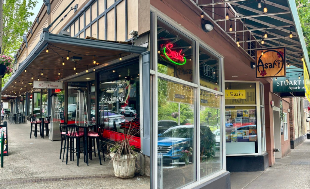 La Gitana is a Italian restaurant with pizza and pasta. Asahi Sushi features Japanese seafood and dishes. 