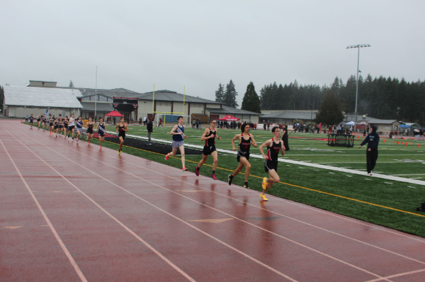 Athletes compete in the 3200m against Yelm. Advances in footwear technology have raised the average price of a track spike to $150, with road racing shoes approaching $300. 